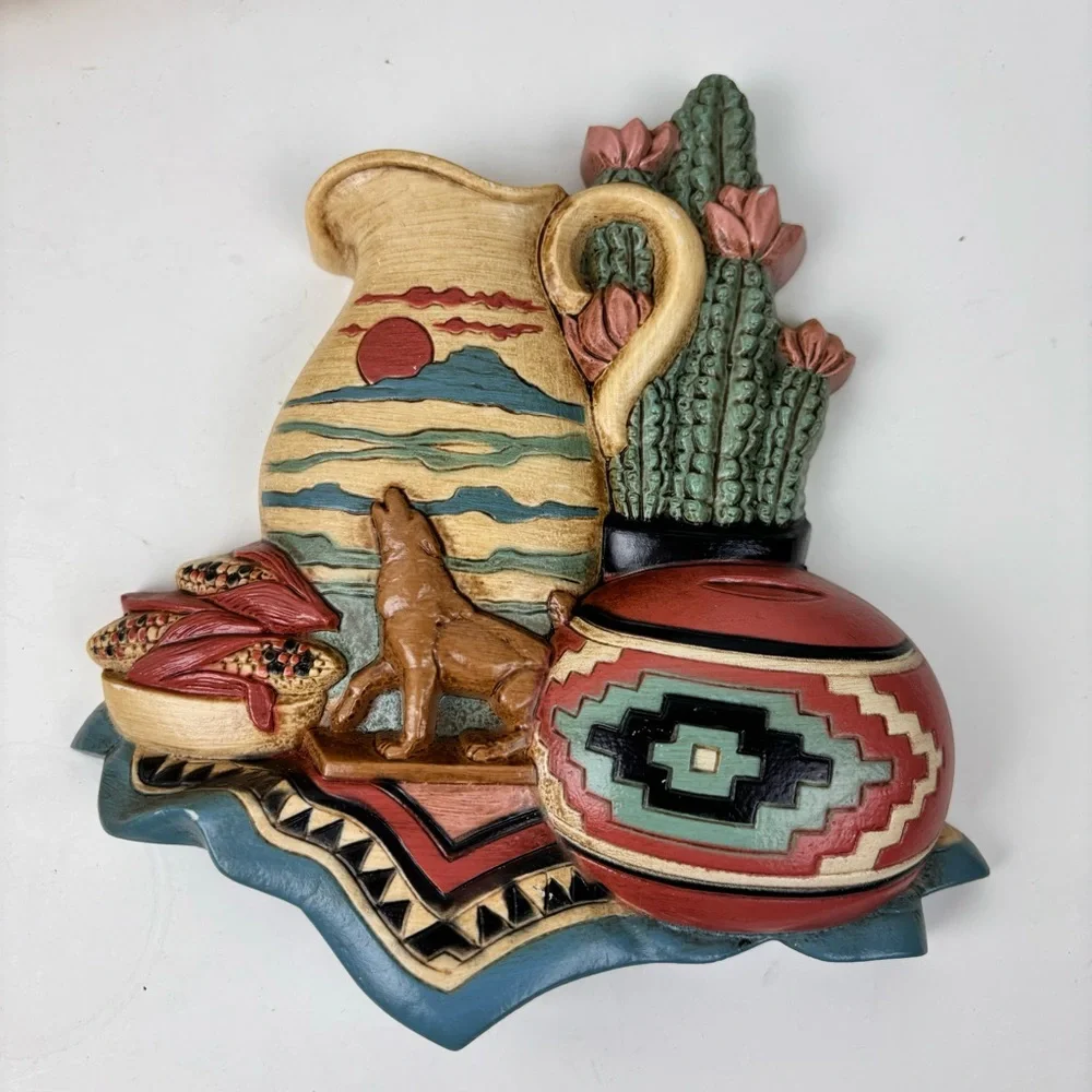 Vintage Pueblo Clock-Desert Southwest style-90’s-set of 3-RARE